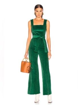 STAUD Emerald Green Wide-Leg Tie-Waist Travis Jumpsuit size 0